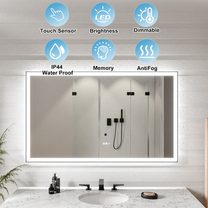 Apex-Noir 60"x36" Framed LED Lighted Bathroom Mirror
