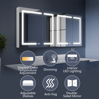 Boost-M2 Large Medicine Cabinet 72" W x 32" H Bathroom Narrow Light with Vanity Mirror Recessed or Surface