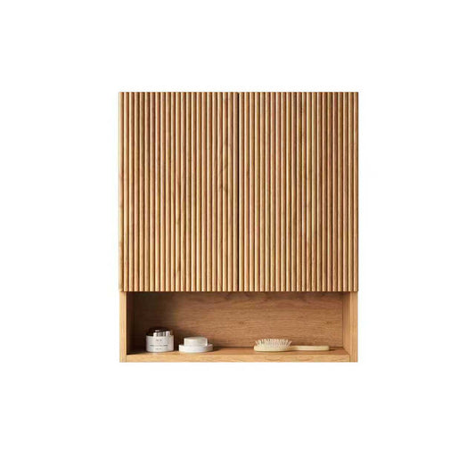 26' Wall-Mounted Striped Bathroom Cabinet, with Doors, Shelf and Open Storage Compartment Over The Toilet Storage Cabinet for Bathroom, Kitchen, Laundry Room, Natural Woodgrain Color|TOBI