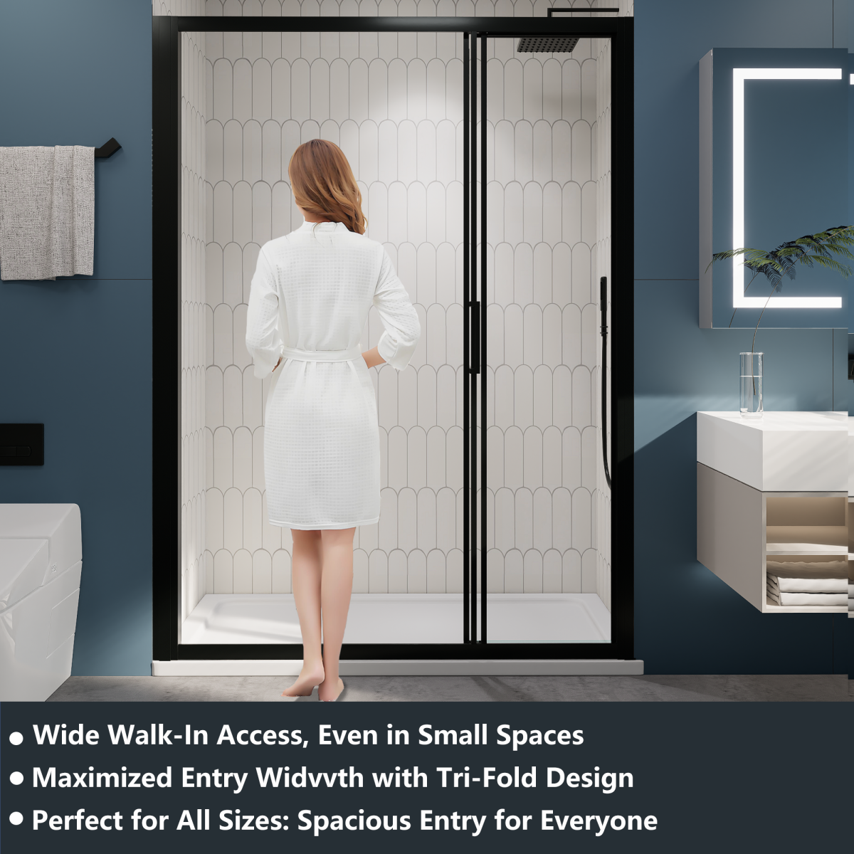 Nexus 56-60W x 70.H Easy Clean Double Framed Sliding Shower Door with 1/4" (6mm) Clear SGCC Tempered Glass,Matte Black Finish
