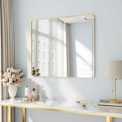 Noir 40" x 36" Gold Framed Rectangular Bathroom Mirror