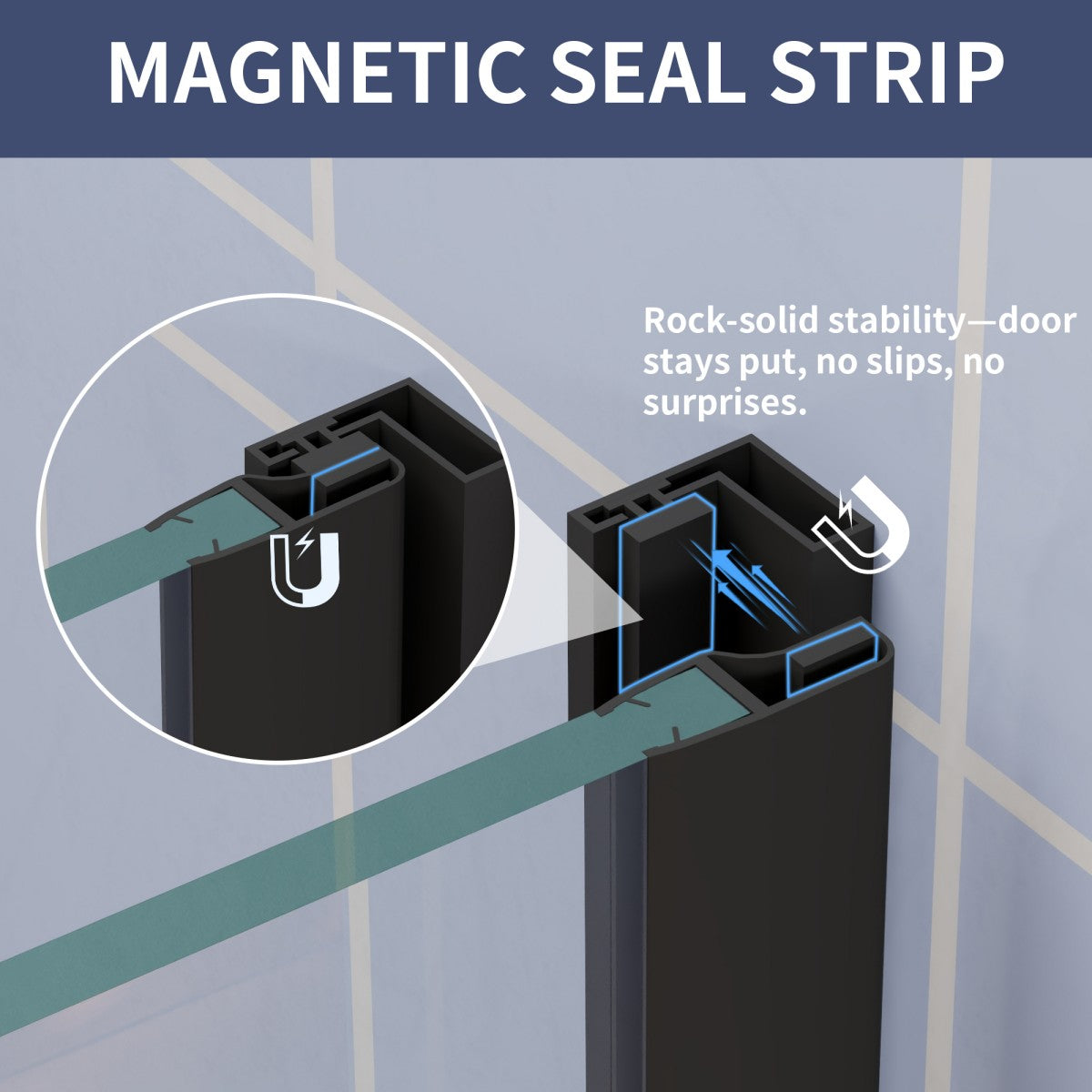 Flexi-L 50-54" W X 70" H Bathroom Glass Shower Doors,Semi-Frameless Matte Black,Tempered Glass Shower Door With Handle