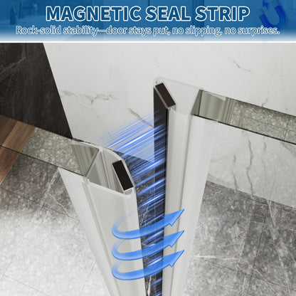 35-36" x 74" Pivot Frameless Shower Door,Chrome,Easy clean|ExBrite Valor Series