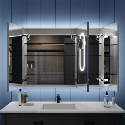 Illusion-B 48" x 36" LED Lighted Inset Mirrored Medicine Cabinet with Magnifiers Front and Back Light