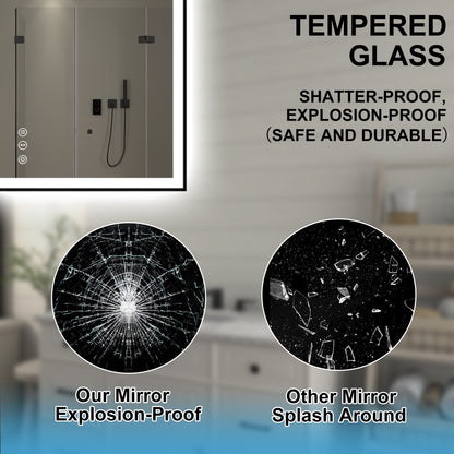 Apex-Noir 60"x36" Framed LED Lighted Bathroom Mirror