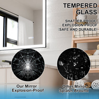 Apex-Noir 55"x30" Framed LED Lighted Bathroom Mirror