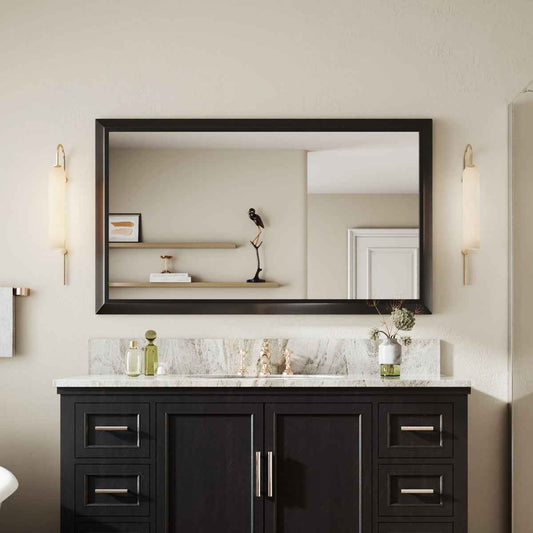 55" x 32" Modern, Elegant Rectangular Wall Mirror with Tempered Glass, Shatterproof, Rust-Resistant Wood Grain Aluminum Frame for Bathroom, Living Room & Hallway| Nolhurst