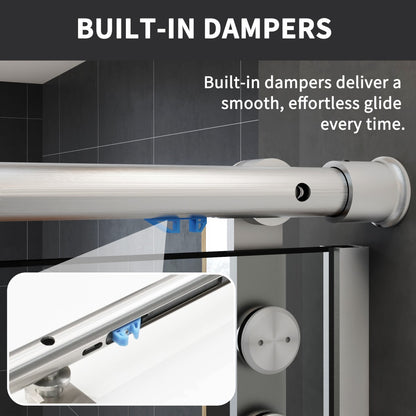 Anchor-B Allsumhome 56"-60"W x 76"H Frameless Sliding Shower Door,8mm Tempered Glass Shower Enclosure,Double Easy Clean Coat,Brushed Nickel,Buffer