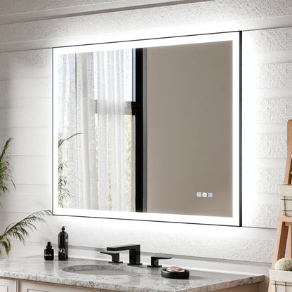 Apex-Noir 48"x36" Framed LED Lighted Bathroom Mirror