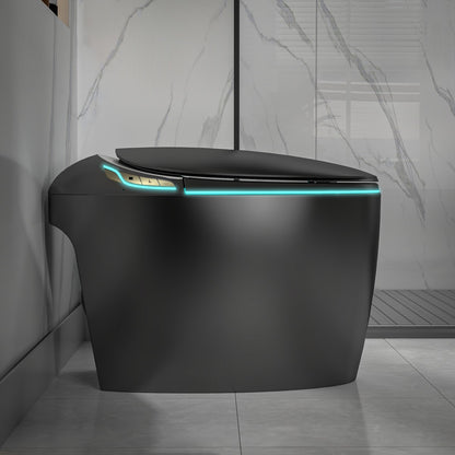 EP Exbrite Unique Smart Toilet with Bidet Built In, Intelligent One Piece Toilet For Modern Bathroom, Auto Open/Close Seat, Foot Sensor, LED Display,Night Light, Warm Water & Dryer, Black