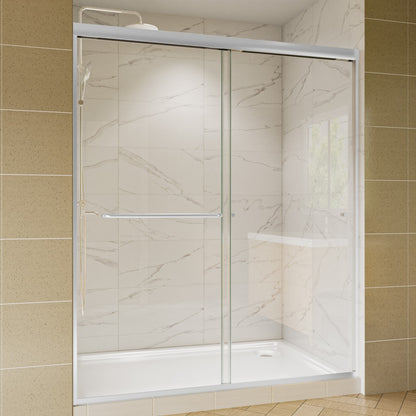 Glide 56-60" Wide x 70" High Sliding Glass Shower Doors Framed in Chrome Finish with Clear Glass