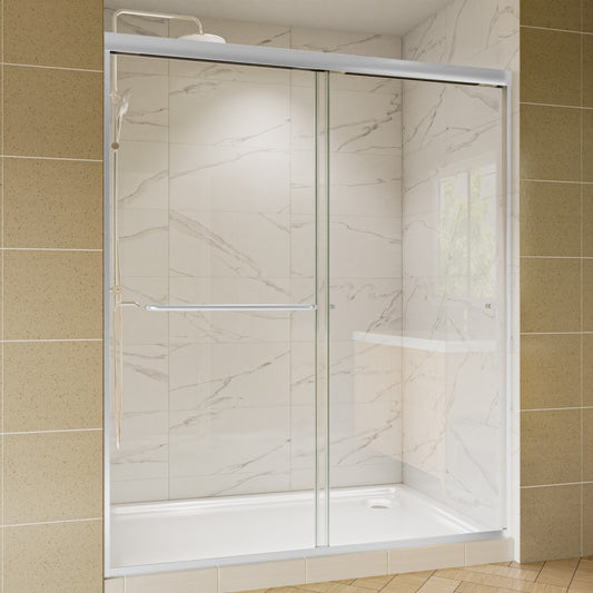 Glide 56-60" Wide x 70" High Sliding Glass Shower Doors Framed in Chrome Finish with Clear Glass