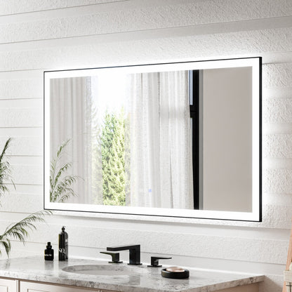 Apex-Noir 55"x30" Framed LED Lighted Bathroom Mirror