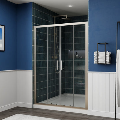 Holden 50-54"W x 70"H Easy Clean Shatter Proof Double Framed Sliding Shower Door with 1/4" (6mm) Clear SGCC Tempered Glass,Brush Nickel