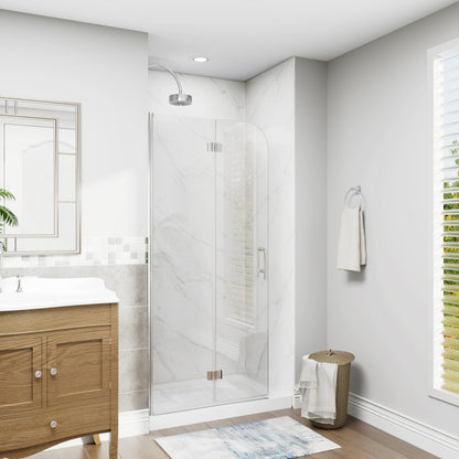 Adapt-E 34 in.W x 72 in.H Bifold Frameless Folding Glass Shower Doors,Chrome Finish,Pivot Swing Shower Doors,1/4 in.Fold Clear Glass