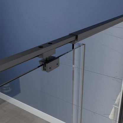Flexi Showers 28-32" W x 72" H Glass Shower Doos Semi-Frameless,6mm Clear Tempered Glass Panel, Black Finish - ExBriteUSA
