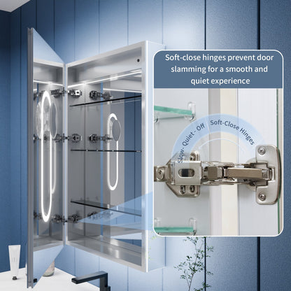 Illusion 40" x 32" LED Medicine Cabinet with Lights, Magnifiers Front and Back Light