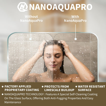 Haven-S 36" x 72" Corner Shower Enclosure,6mm Clear Glass,Double Sliding Shower Doors,White,Not Base,Adjustable