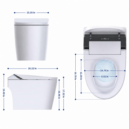 ExBrite Smart Pro ADA Height Smart Bidet Toilet with Auto Open & Close, Foam Shield, UV Sterilization, Heated Seat and Built-In Pump