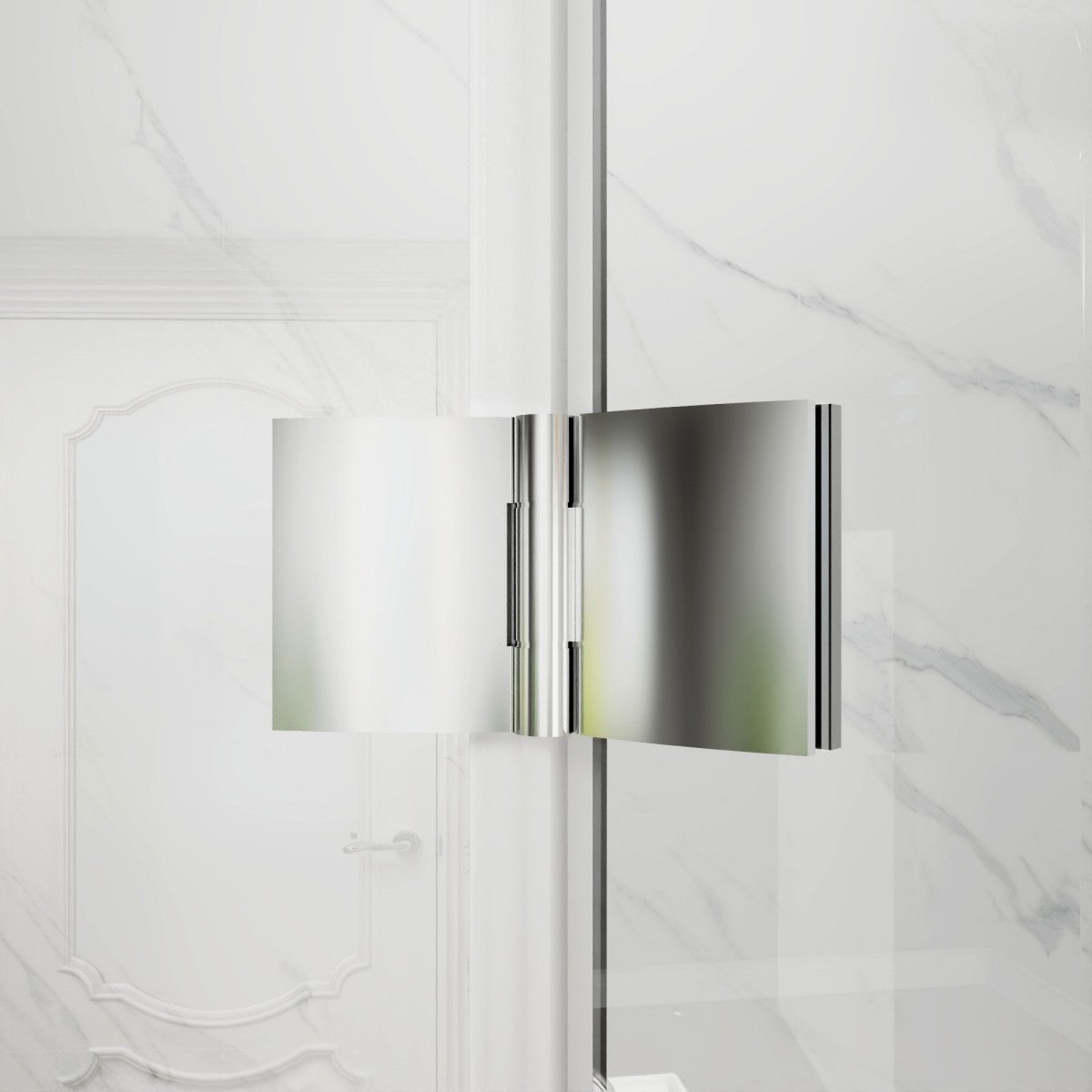 Adapt-E 34 in.W x 72 in.H Bifold Frameless Folding Glass Shower Doors,Chrome Finish,Pivot Swing Shower Doors,1/4 in.Fold Clear Glass