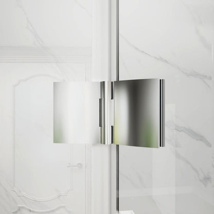 Adapt-E 34 in.W x 72 in.H Bifold Frameless Folding Glass Shower Doors,Chrome Finish,Pivot Swing Shower Doors,1/4 in.Fold Clear Glass