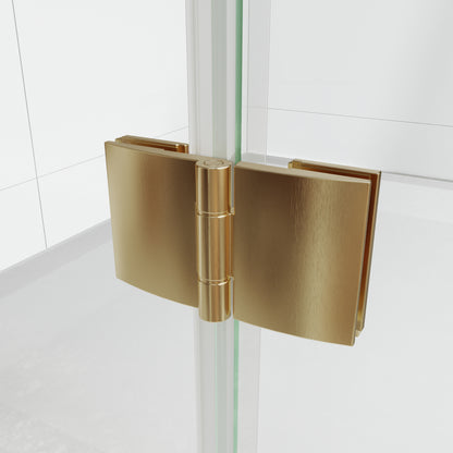 Adapt Allsumhome Bifold Shower Door 34-36 in.W x 72 in.H Pivot Swing Shower Doors,Brushed Gold,Clear Tempered Glass
