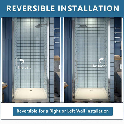 Classy 34-36" W x 72" H Hinged Pivot Semi-Frameless Shower Door Chrome Install Glass Shower Door