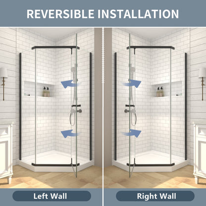 Prism Neo-Angle Frameless Shower Door 36 in. W x 72 in. H Corner Shower Enclosure with 6mm Clear Glass,Pivot Shower Doors,Matte Black