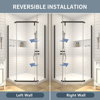 Prism Neo-Angle Frameless Shower Door 38 in. W x 72 in. H Corner Shower Enclosure,6mm Clear Glass,Pivot Shower Doors,Matte Black,Not Base