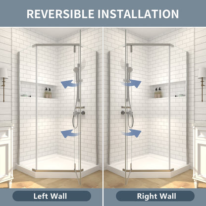 Prism Neo-Angle Frameless Shower Door 38 in. W x 72 in. H Corner Shower Enclosure with 6mm Clear Glass,Pivot Shower Doors,Brushed Nickel