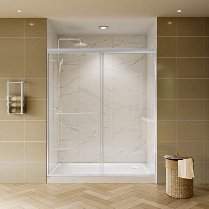 Glide 56-60" Wide x 70" High Sliding Glass Shower Doors Framed in Chrome Finish with Clear Glass