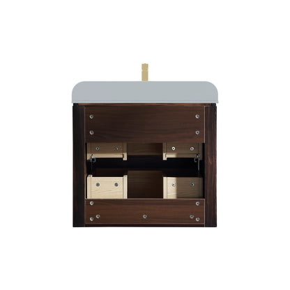 24 inch Floating Bathroom Vanity with Sink, Pre-Assembled, Wall Mounted Plywood Bathroom Storage Cabinet with Safety Rounded,Large Soft-Close Fluted Drawers & Metal Handles