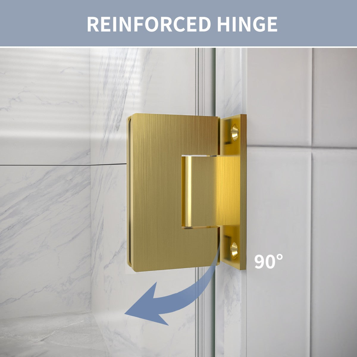 Valor 24"x72" Frameless Shower Door in Brush Gold,Water Repellent Glass with Seal Strip Parts and Handle,Glass Hinged Shower Door