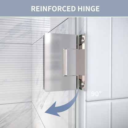 Valor Shower Door 24in.W x 72in.H Semi-Frameless Hinged Shower Door,Shower Room Glass Door with Clear Tempered Shower Glass Panel,Chrome