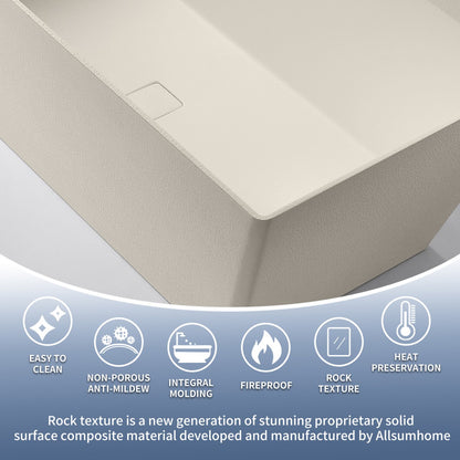 Allsumhome RockR 67" Rectangular Bathtub Freestanding - Stone Touch in Milky Coffee, Scratch-proof, cUPC Certified Freestanding Bath Tubs