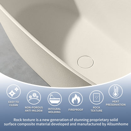 Allsumhome RockX 67" Freestanding Bathtub Modern - Stone Touch in Milky Coffee, Scratch-proof, cUPC Certified Freestanding Bath Tubs