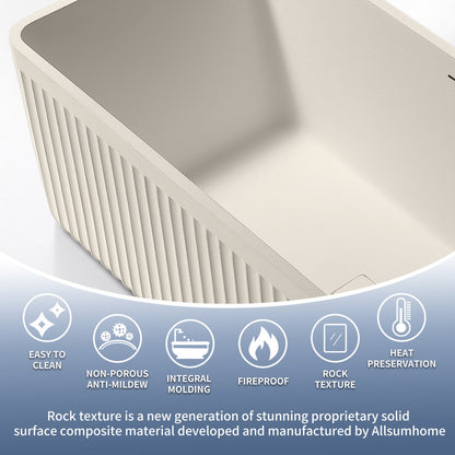 Allsumhome RockF 57 Freestanding Soaker Bathtubs - Stone Touch in Milky Coffee, Scratch-proof, cUPC Certified Freestanding Bath Tubs