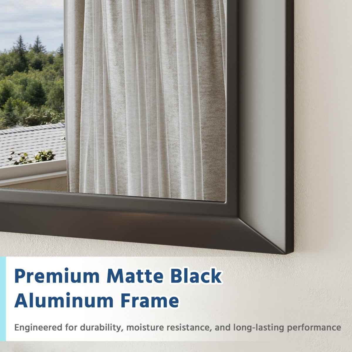 24" x 36" Modern, Elegant Rectangular Wall Mirror with Tempered Glass, Shatterproof, Rust-Resistant Wood Grain Aluminum Frame for Bathroom, Living Room & Hallway| Nolhurst
