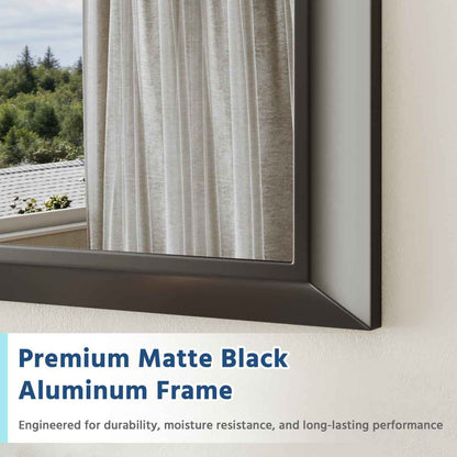 24" x 36" Modern, Elegant Rectangular Wall Mirror with Tempered Glass, Shatterproof, Rust-Resistant Wood Grain Aluminum Frame for Bathroom, Living Room & Hallway| Nolhurst