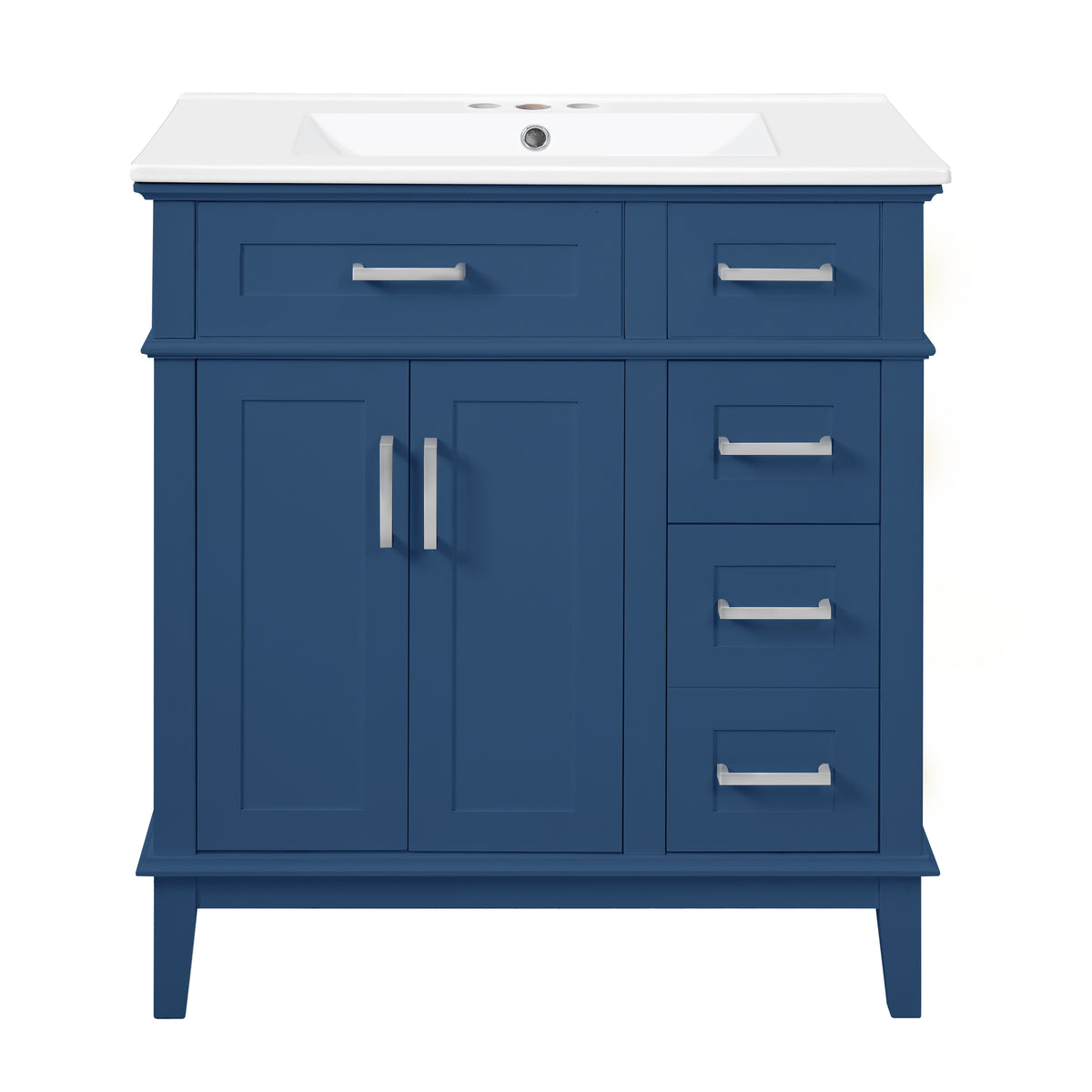 Exbrite 30-Inch Blue Bathroom Vanity with Ceramic Sink and Two Drawers