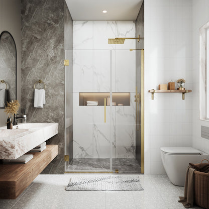 47-48" x 74" Pivot Frameless Shower Door,Brushed Gold,Easy clean|ExBrite Valor Series