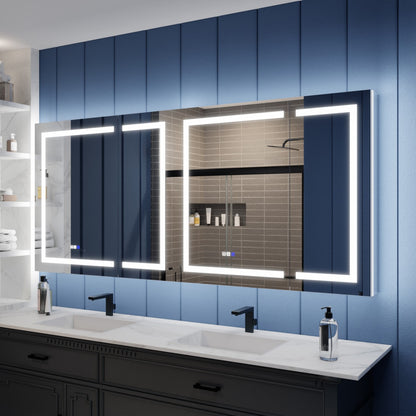 Illusion-B 84" x 36" LED Lighted Inset Mirrored Medicine Cabinet with Magnifiers Front and Back Light