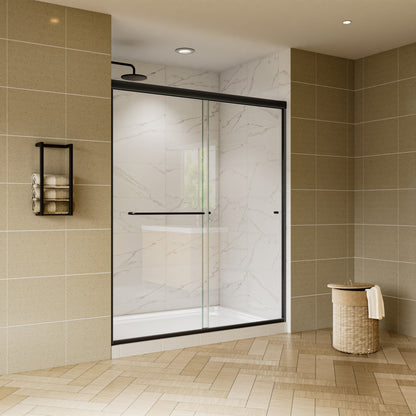 Glide Framed Bypass Sliding Shower Door 56-60 in. W x 72 in. H Matte Black Double Sliding Glass Bathroom Doors