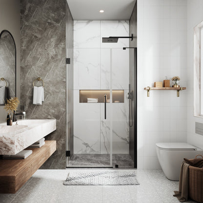 41-42" x 74" Pivot Frameless Shower Door,Matte Black,Easy clean|ExBrite Valor Series