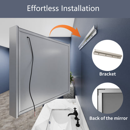 Boost-M1 54" W x 30" H Light Medicine Cabinet Recessed or Surface Mount Aluminum Adjustable Shelves Vanity Mirror Cabinet