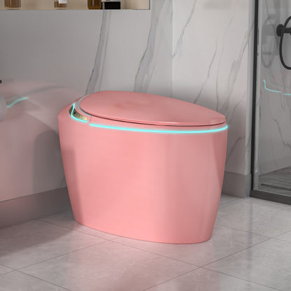 EP Exbrite Pink Bidet Smart Toilet – Intelligent One Piece Bathroom Upgrade with Auto Open/Close Seat, Foot Sensor, LED Display, Night Light, Warm Water & Dryer