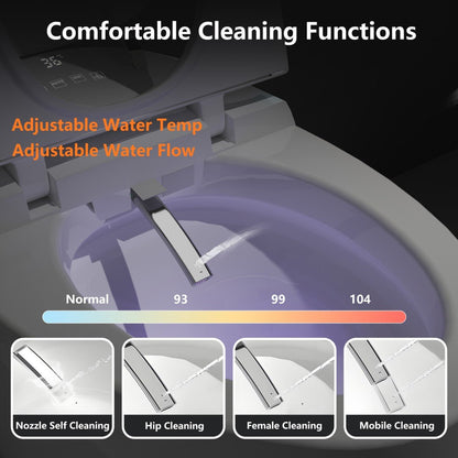 EP Exbrite Pink Bidet Smart Toilet – Intelligent One Piece Bathroom Upgrade with Auto Open/Close Seat, Foot Sensor, LED Display, Night Light, Warm Water & Dryer