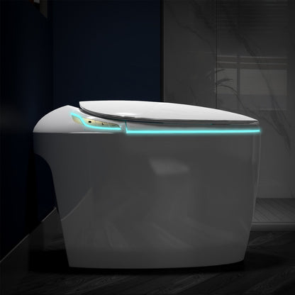 EP Exbrite Unique Smart Toilet with Bidet Built In, Intelligent One Piece Toilet For Modern Bathroom, Auto Open/Close Seat, Foot Sensor, LED Display,Night Light, Warm Water & Dryer,White