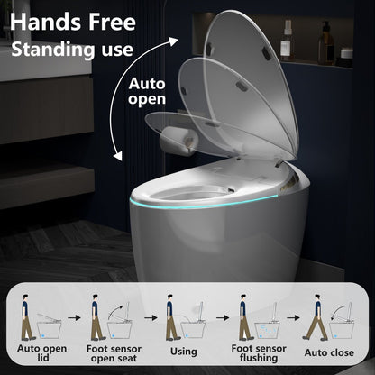 EP Exbrite Unique Smart Toilet with Bidet Built In, Intelligent One Piece Toilet For Modern Bathroom, Auto Open/Close Seat, Foot Sensor, LED Display,Night Light, Warm Water & Dryer,White