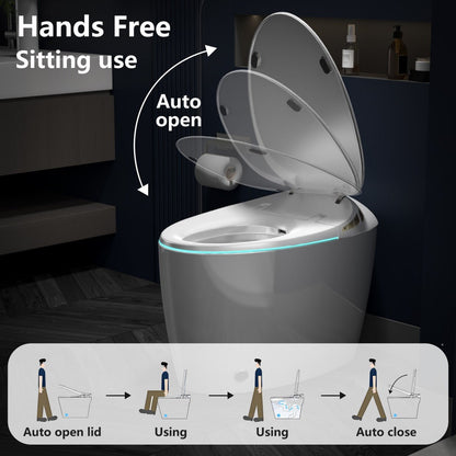 EP Exbrite Unique Smart Toilet with Bidet Built In, Intelligent One Piece Toilet For Modern Bathroom, Auto Open/Close Seat, Foot Sensor, LED Display,Night Light, Warm Water & Dryer,White